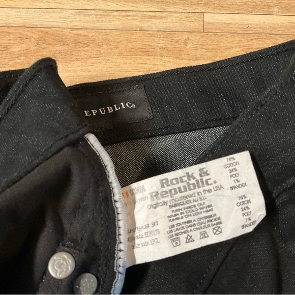 New! Rock & Republic Stretch Black Denim Jeans Skinny Ankle Rear Zipper 31 27 - Picture 9 of 11